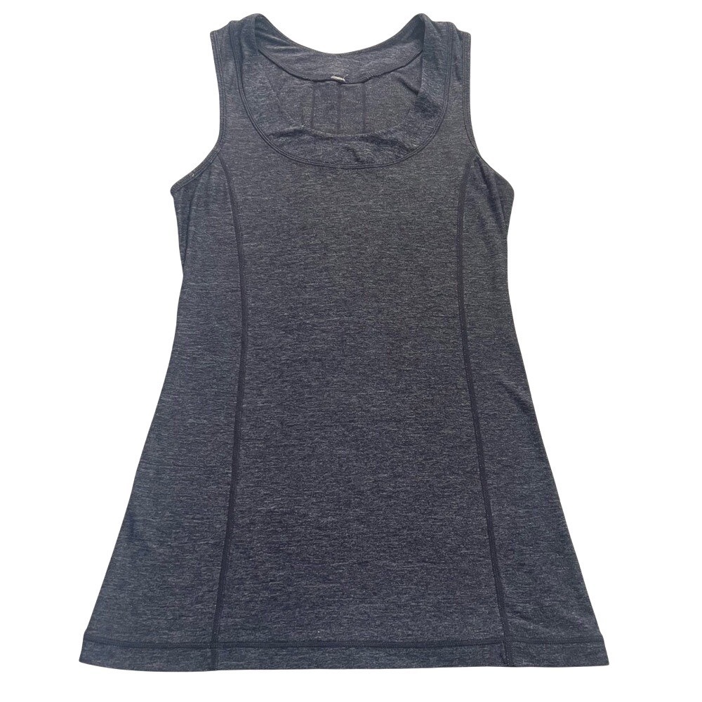Lululemon Heathered Charcoal Grey Ruffle‎ Back Pocket Tank Top Womens Size 4